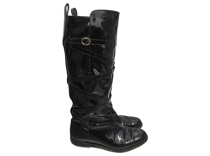 Botas SAINT LAURENT T.EU 36 Cuero charol Negro