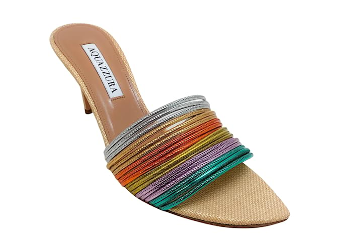 Aquazzura Pastel Rainbow Rendezvous Sandals Multiple colors Leather  ref.1054445