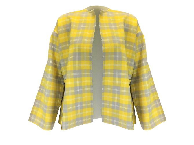 Sofie D'Hoore Yellow / Green Multi Checkered Open Front Wool Jacket