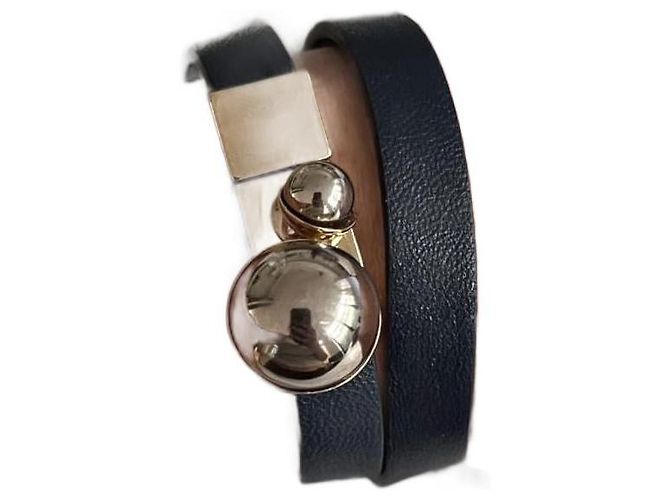 Pulseira Dior de couro azul marinho