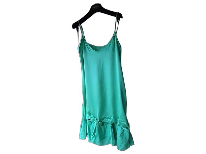 Vestido Maje T de seda verde