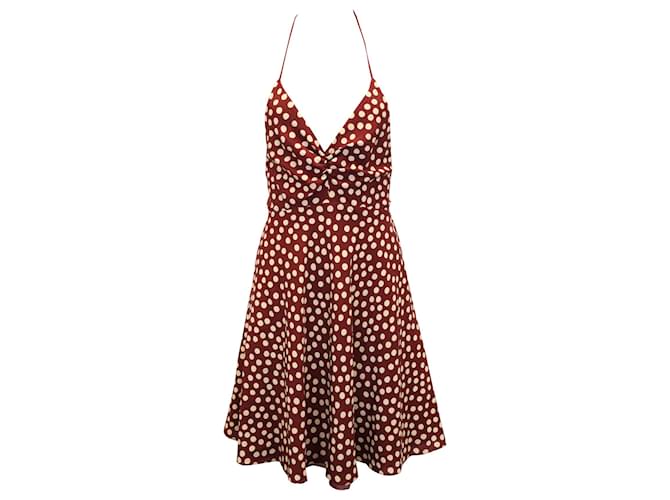 Mini-robe à pois Saint Laurent en soie rouge  ref.1054500