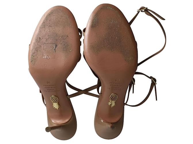 Aquazzura Riemchen 100mm-Sandalen aus nacktem Leder Fleisch  ref.1054601