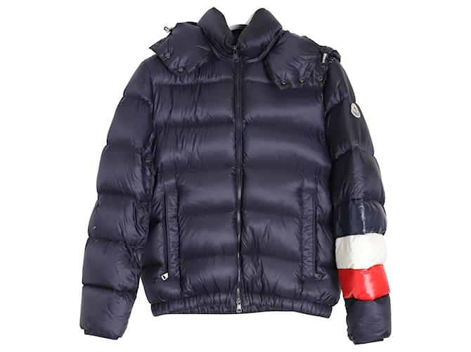 Moncler Willm Hooded Down Jacket in Navy Blue Nylon Polyamide  ref.1054606