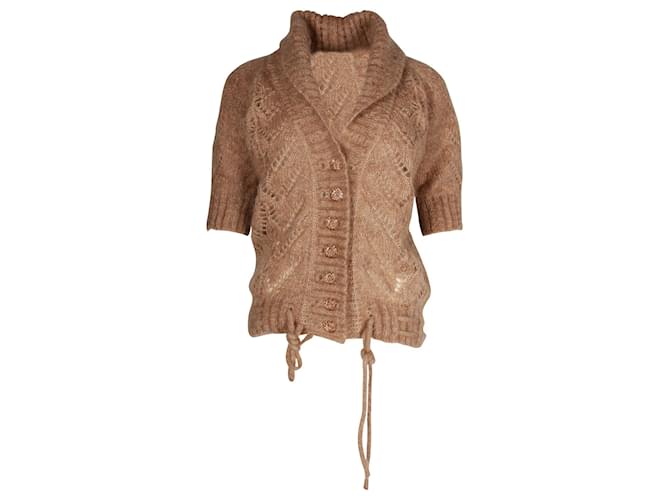 Nina Ricci Short Sleeve Cardigan in Brown Mohair Wool  ref.1054611