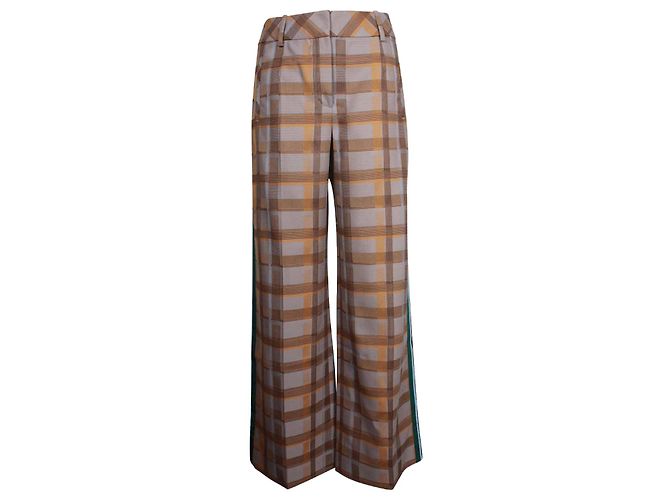 Hermès Hermes Checkered Pants in Multicolor Virgin Wool Python print