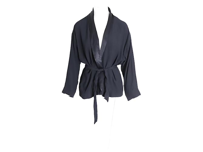 Ba&Sh Suga Belted Wrap Jacket in Black Viscose Cellulose fibre  ref.1054629