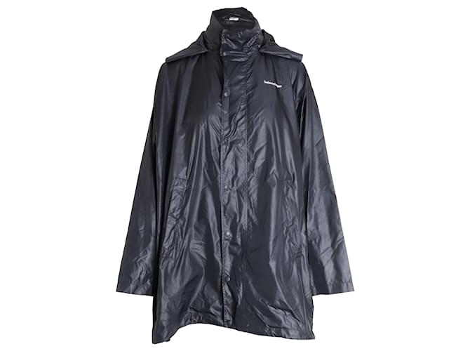 Balenciaga Lightweight Hooded Windbreaker Jacket in Black Nylon  ref.1054639