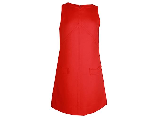 Victoria Beckham Ärmelloses A-Linien-Kleid aus roter Wolle  ref.1054647
