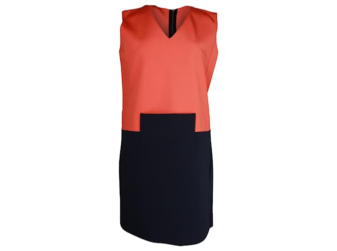 Victoria Beckham Color-Block Sleeveless Shift Dress in Multicolor Viscose Orange Cellulose fibre  ref.1054648