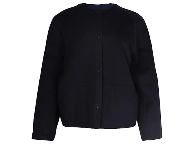 Hermès Hermes Button-Front Cardigan in Navy Blue Cashmere Wool  ref.1054665