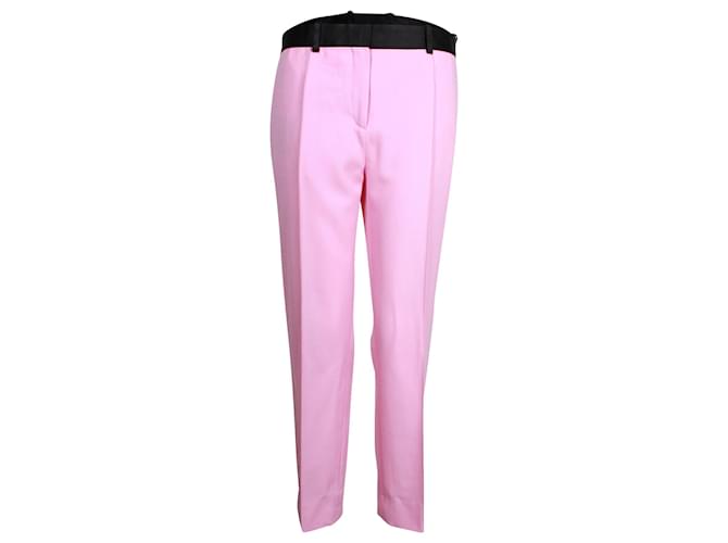 Céline Pantalones Celine de pernera recta en lana rosa  ref.1054671