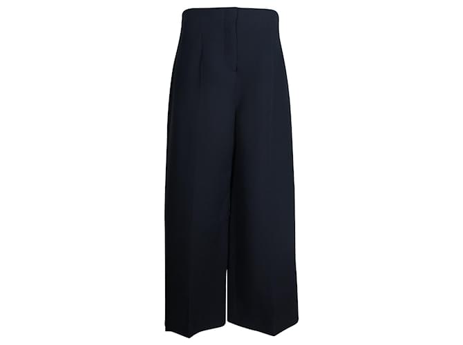 Christian Dior Wide Leg Trousers in Navy Blue Wool  ref.1054678