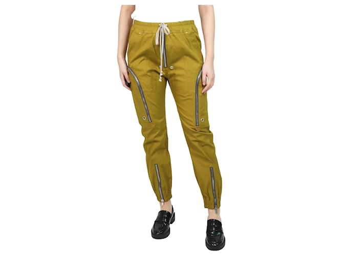 Rick Owens Green zipper trousers - size UK 8 Cotton  ref.1054698