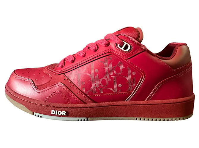 Dior B27 Scarpe da ginnastica rosse Rosso Pelle  ref.1054730