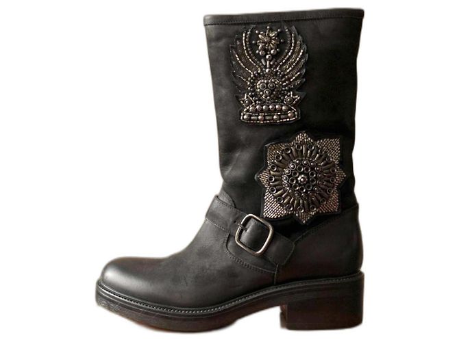 Strategia mid-biker boots Black
