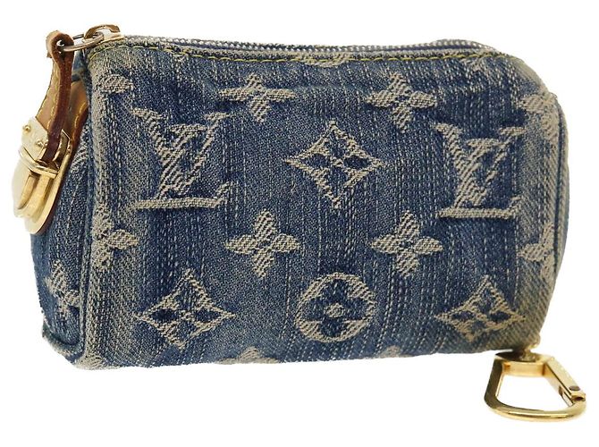 LOUIS VUITTON Monogram Denim Trousse Speedy PM Pouch Blue M95082 LV Auth 52172