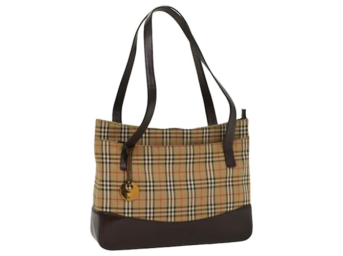 BURBERRY Nova Check Shoulder Bag Canvas Beige Brown Auth hk811 Cloth  ref.1054815