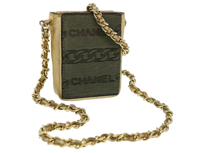 CHANEL ChainShoulder Cigarette Case Harako leather Zipangu Gold CC Auth 51975  ref.1054839