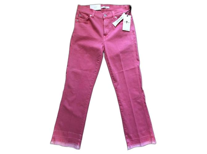 7 For All Mankind Slim Illusion ‘Cropped Boot’ W24 Pink Cotton Elastane  ref.1054874