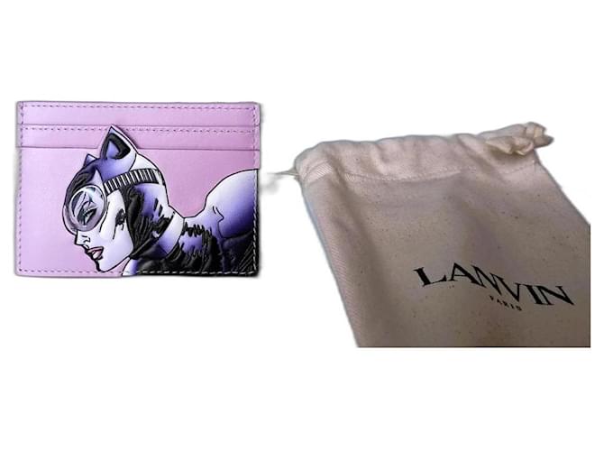Lanvin card holder. Catwoman. cuir. Pink Leather  ref.1054883