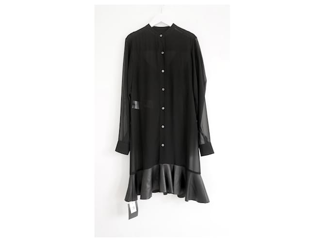 McQ Alexander McQueen Leather Skirt Shirt Dress Black Synthetic  ref.1054885