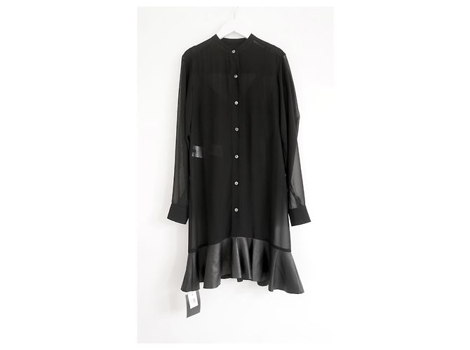 McQ Alexander McQueen Lederrock-Hemdkleid Schwarz