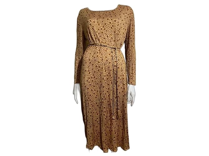 Diane Von Furstenberg Very vintage DvF dress (1st edition) Brown Caramel Silk  ref.1054904