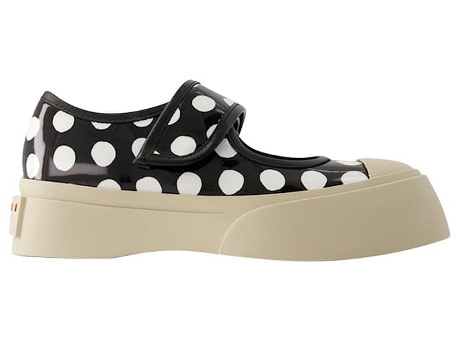 Baskets Mary Jane - Marni - Cuir - Noir/Lily White  ref.1054918