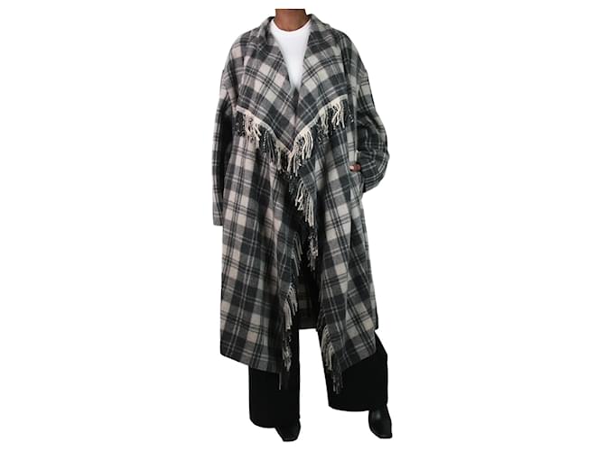 Isabel Marant Etoile Cappotto con sciarpa in misto lana a quadri grigi - taglia UK 10 Grigio  ref.1054943