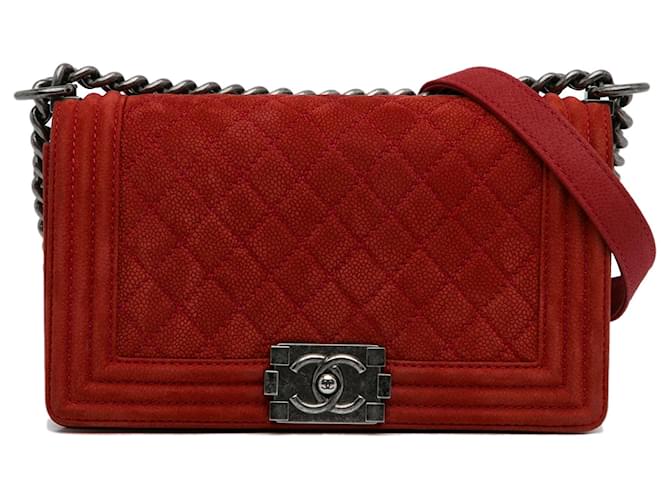Chanel Red Medium Caviar Boy Flap Bag Leather ref.1054986 - Joli Closet