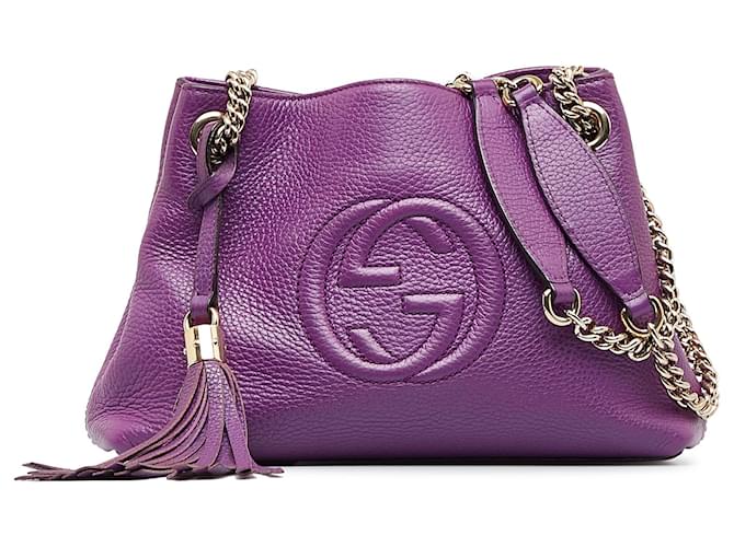 Bolso tote con cadena Soho morado de Gucci Púrpura Cuero Becerro  ref.1054987