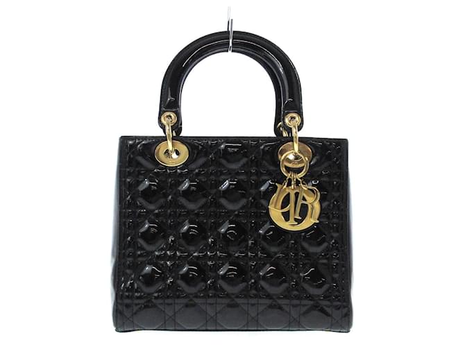 Dior Lady Dior Medium Black Patent leather  ref.1055088
