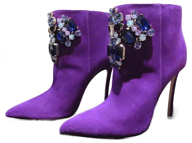 Dsquared2 púrpura / botas viola de gamuza Suecia  ref.1055134