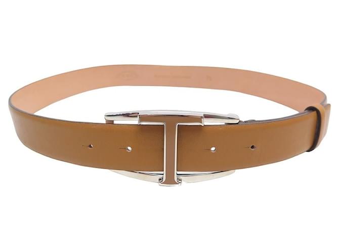 TOD'S BELT WITH T LOGO BUCKLE IN CAMEL LEATHER SIZE 75 BROWN LEATHER BELT  ref.1055303