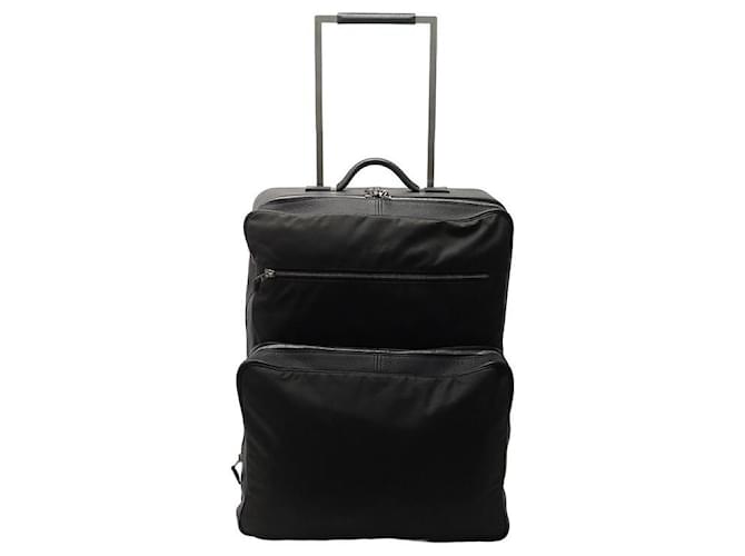 Hermès HERMES TROLLEY SUITCASE IN FJORD LEATHER & NYLON CANVAS LEATHER CANVAS SUITCASE Black  ref.1055382