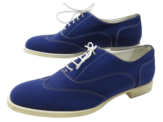 Hermès NEW HERMES RICHELIEU SHOES 38 IN BLUE CANVAS NEW BLUE CANVAS SHOES Cloth  ref.1055388