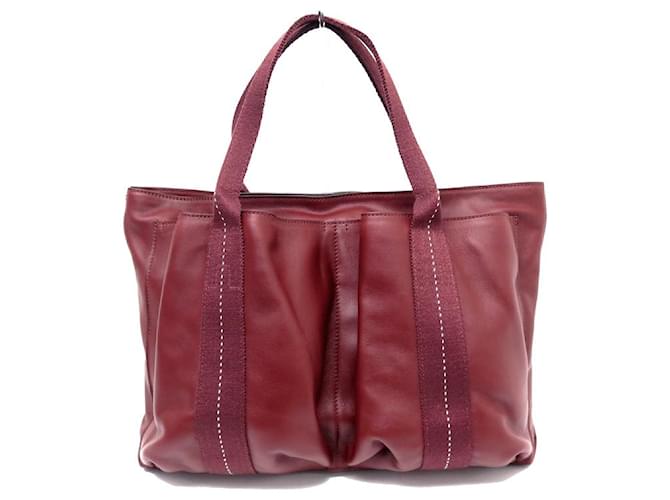 Hermès SAC A MAIN HERMES CARAVANE 049021CK55 MM CUIR ROUGE CABAS RED TOTE BAG  ref.1055407