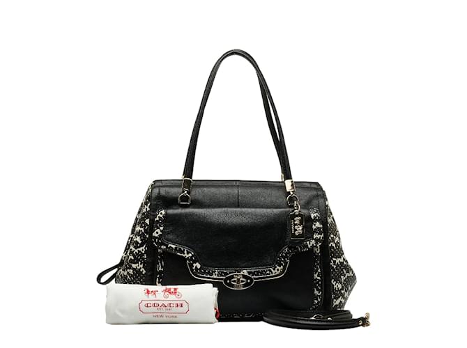 Coach Lederhandtasche mit Wagenlogo 27841 in gutem Zustand Schwarz  ref.1055463