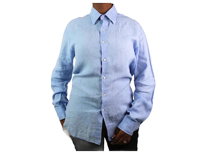Autre Marque Camisa de linho com botões azul - tamanho M  ref.1055474