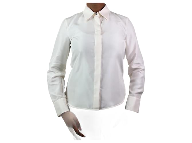 Carolina Herrera Cream silk shirt - size US 8  ref.1055484