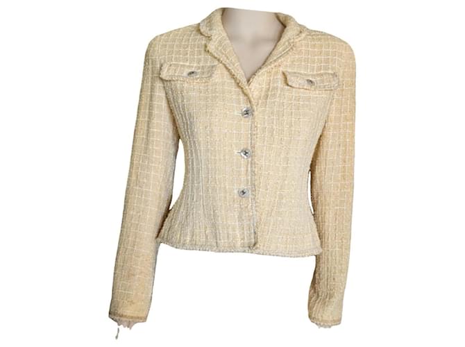 Chanel vintage jacket Beige Tweed  ref.1055510