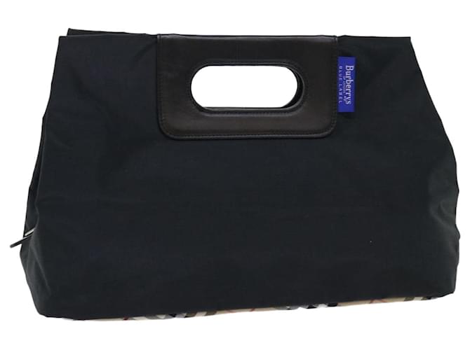 Autre Marque Burberrys Nova Check Blue Label Hand Bag Nylon Black Beige Auth hk826  ref.1055859