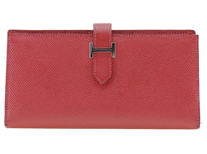 Hermès Béarn Red Leather  ref.1056007