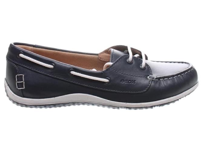 Geox Flats Blue Leather  ref.1056128