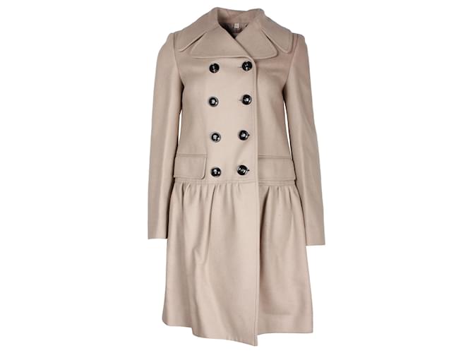 Burberry Double-Breasted Coat in Beige Wool  ref.1056376