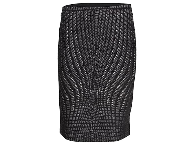 Diane Von Furstenberg Jacquard Pencil Skirt in Black Wool  ref.1056410