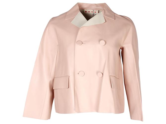 Marni Double-Breasted Jacket in Light Pink Leather  ref.1056418