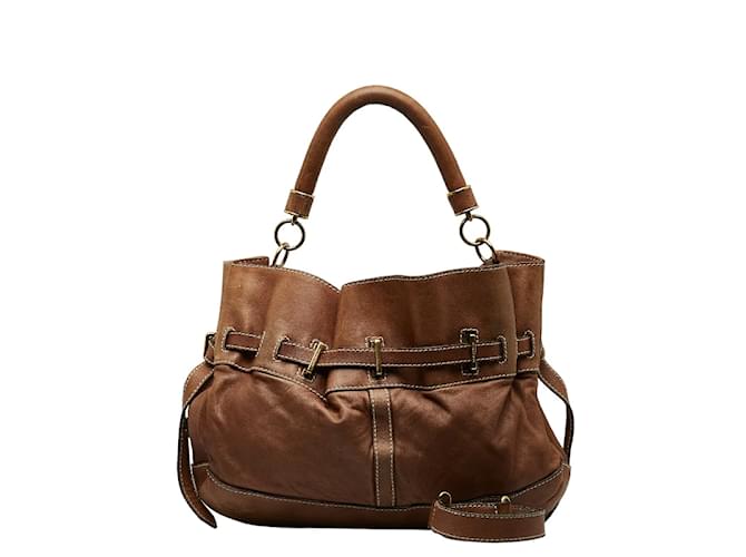 Burberry Leather Handbag Brown  ref.1056432