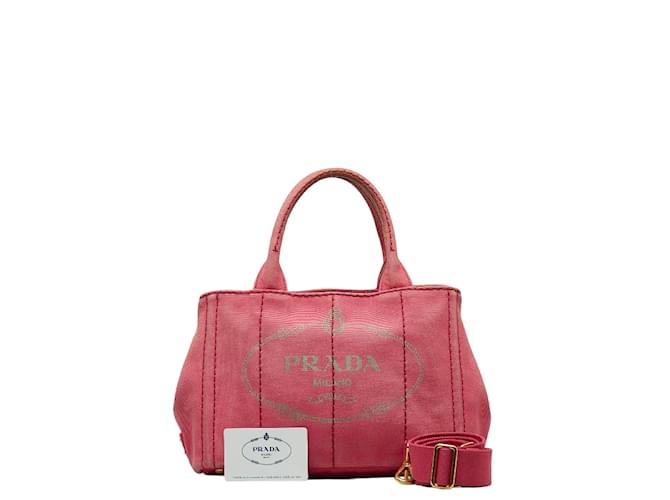 Prada Canapa Logo Handbag Canvas Handbag B2439G in Good condition Pink Cloth  ref.1056433